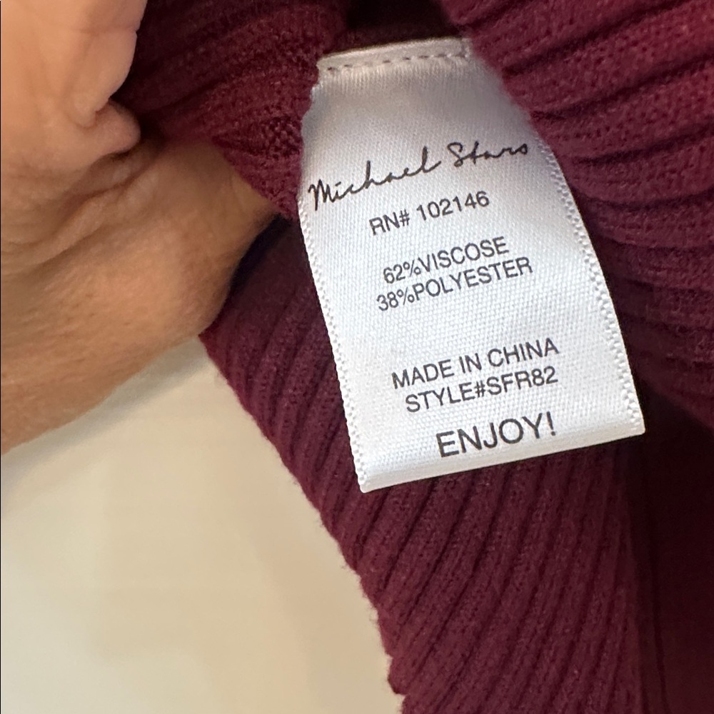 Michael Stars Wine Ribbed Sweater with Buttons. NBW Fits like XS - Picture 6 of 6